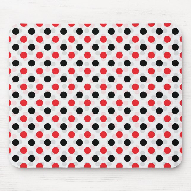 Red Black Polka dots Textile Mönster Design Musmatta (Framsidan)