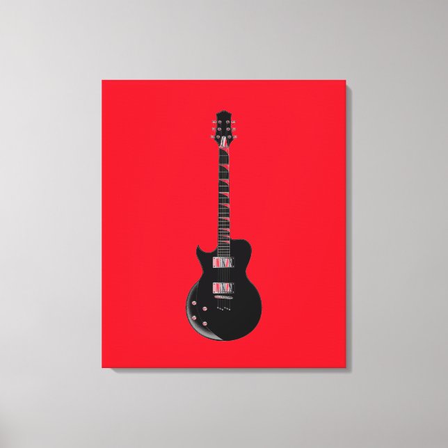 Red Black Pop Art Electric Guitar Canvastryck (Framsida)