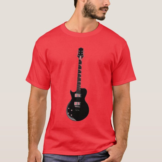 Red Black Pop Art Electric Guitar T Shirt (Framsida)