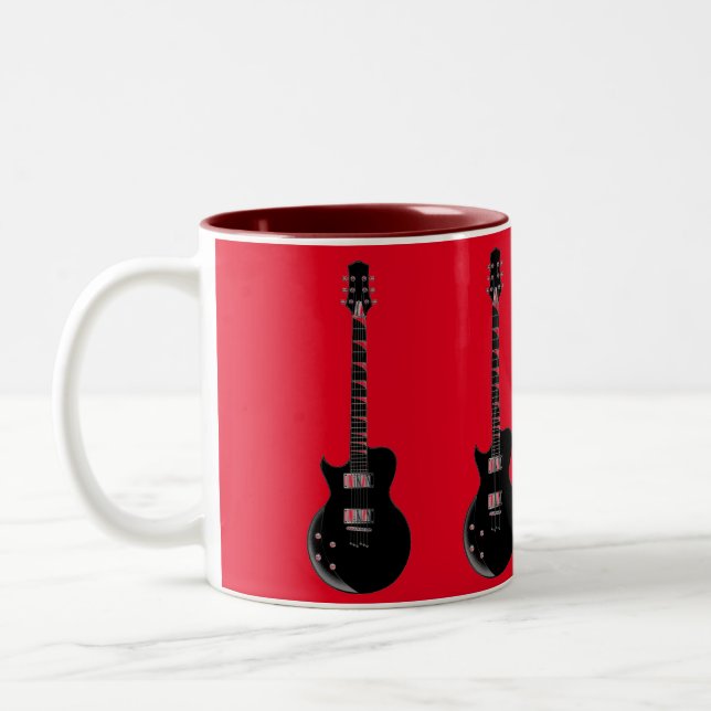 Red Black Pop Art Electric Guitar Två-Tonad Mugg (Vänster)