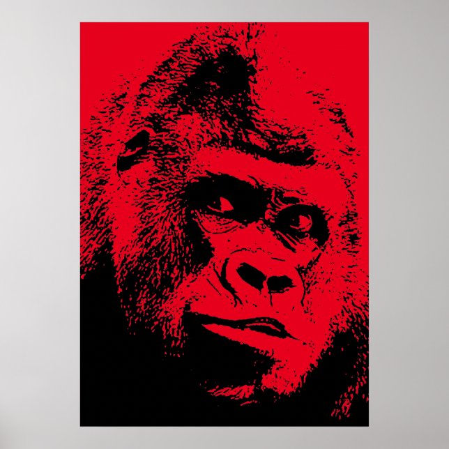 Red Black Pop Art Gorilla Poster (Framsidan)