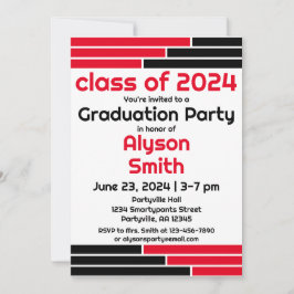 Red & Black Pub One Photo Grad Party Inbjudningar