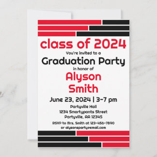 Red & Black Pub One Photo Grad Party Inbjudningar