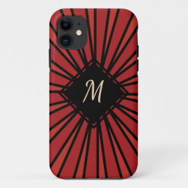 Red Black Rand Modern Monogram Snyggt Anpassningsb