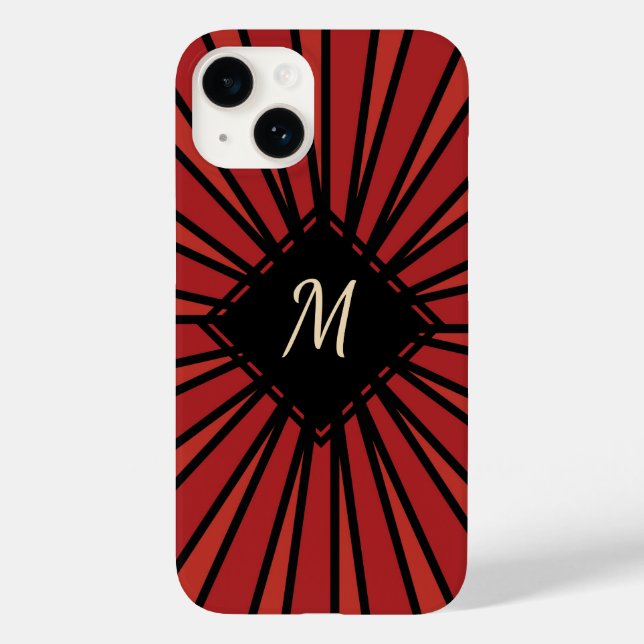 Red Black Rand Modern Monogram Snyggt Anpassningsb (Baksida)