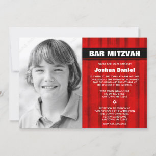 Red Black Rand Photo Pub Mitzvah-inbjudningar Inbjudningar