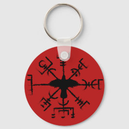 Red & Black Raven Vegvisir Protection Sigil Nyckelring