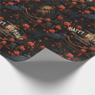 Red Black Ravens Röd ros Mörk Romantic Gothic Presentpapper