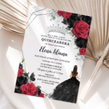 Red Black Ro Blommigt Dress Silver Quinceañera