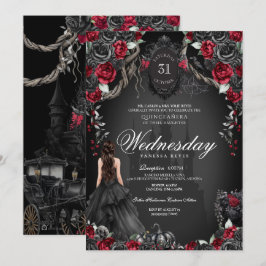 Red & Black Ro Quinceañera Halloween Gothic Inbjudningar