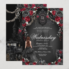 Red & Black Ro Quinceañera Halloween Gothic Inbjudningar