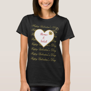 Red Black Romantik Heart Cute Modern Valentines da T Shirt