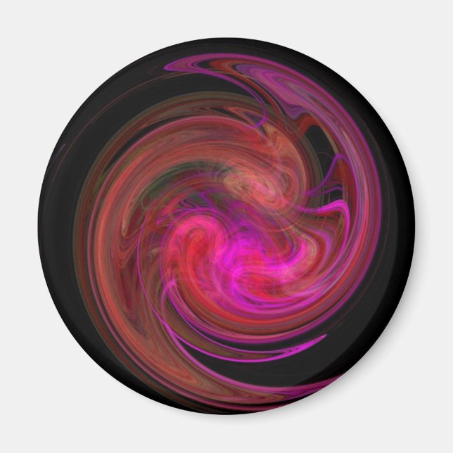 RED BLACK ROSA LIGHT VORTEX,Fractal Art Magnet (Framsidan)