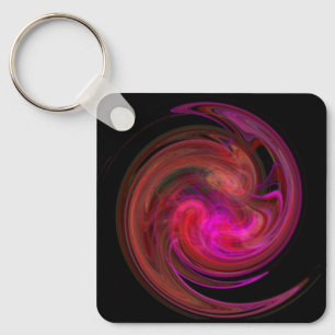 RED BLACK ROSA LIGHT VORTEX,Fractal Art Nyckelring