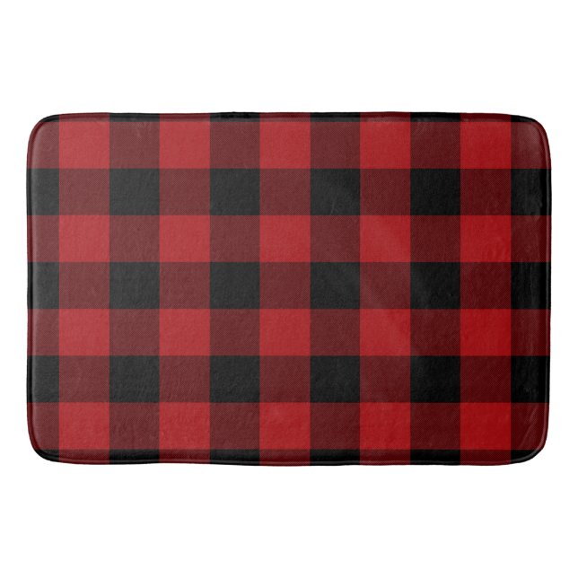 Red Black Rustic Buffalo Play Checkered Badrumsmatta (Framsidan)