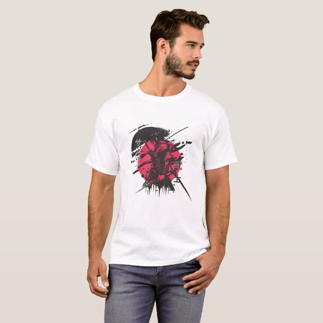 Red & Black Samurai Warrior T-Shirt (Hel framsida)