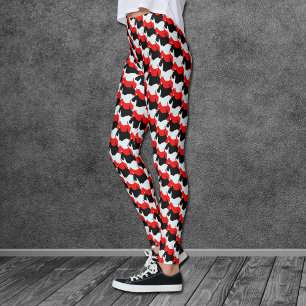 Red Black Scottie Hund Mönster Leggings
