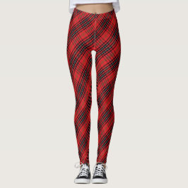 Red Black Scottish Tartan Chic Snyggt Mönster Leggings