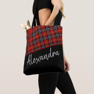 Red Black Scottish Tartan Mönster Personlig Tygkasse