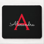 Red Black Script Girly Monogram Namn<br><div class="desc">Röd och svart Monogram Lägg till din egen Namn-muspekare (Mouse Pad). Det gör perfekten söt 16-årsjubileum,  bröllop,  möhippa,  årsdag,  babydusch eller bachelorette-fest för någon som glam lyxen och chic stilar i kärlek.</div>