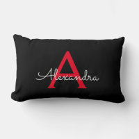 Red Black Script Girly Monogram Namn