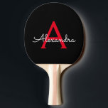 Red Black Script Girly Monogram Namn Pingisracket<br><div class="desc">Svart och röd skrift Monogram Namn Ping Pong Paddle. Det gör perfekten söt 16-årsjubileum,  bröllop,  möhippa,  årsdag,  babydusch eller bachelorette-fest för någon som glam lyxen och chic stilar i kärlek.</div>