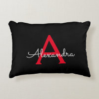 Red Black Script Girly Monogram Namn