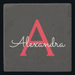Red Black Script Girly Monogram Namn Stenunderlägg<br><div class="desc">Enkelt skript,  Monogram Namn Stone Tile,  svart och röd. Det gör perfekt studenten,  söt 16-årsdag,  bröllop,  möhippa,  årsdag,  babydusch eller bachelorette-fest till någon som kärlek glam lyx och chic stilar.</div>
