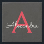 Red Black Script Girly Monogram Namn Stenunderlägg<br><div class="desc">Enkelt skript,  Monogram Namn Stone Tile,  svart och röd. Det gör perfekt studenten,  söt 16-årsdag,  bröllop,  möhippa,  årsdag,  babydusch eller bachelorette-fest till någon som kärlek glam lyx och chic stilar.</div>