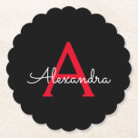 Red Black Script Girly Monogram Namn Underlägg Papper<br><div class="desc">Pappra Underlägg för svart och röd,  enkla skript,  Monogram Namn. Det gör perfekt studenten,  födelsedag,  bröllop,  möhippa,  årsdag,  babydusch eller bachelorette-fest till någon som glam lyx och chic stilar.</div>