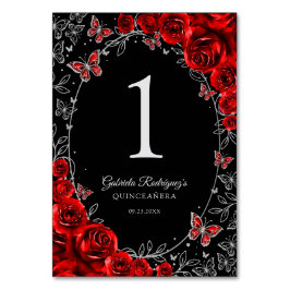Red Black Silver Quinceanera Bordsnummer