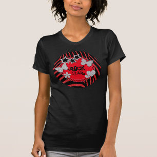 Red Black Silver Zebra Glitter Rockstjärna T-Shirt