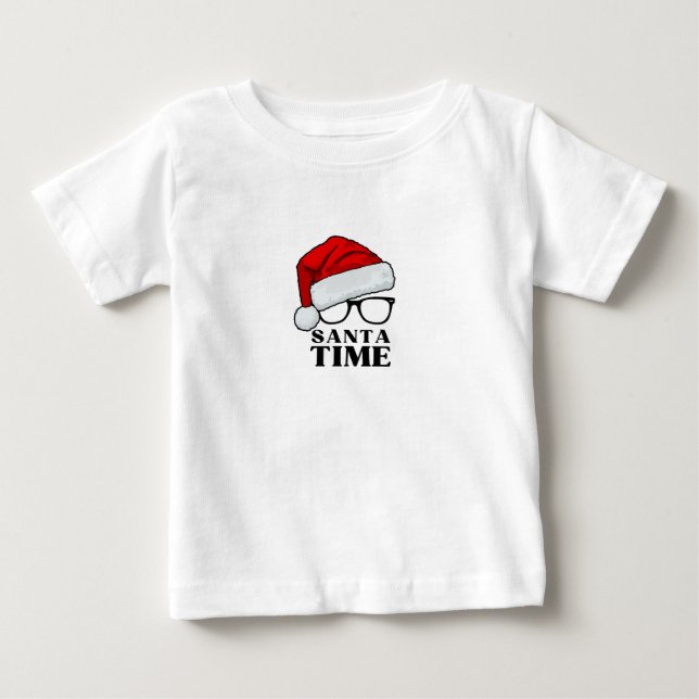 Red & Black Simple Santa Time T Shirt (Framsida)