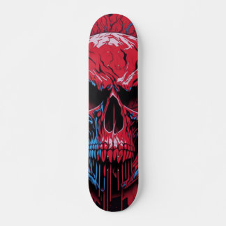 Red & Black Skull - Tum-Döskallars design Mini Skateboard Bräda 18,5 Cm