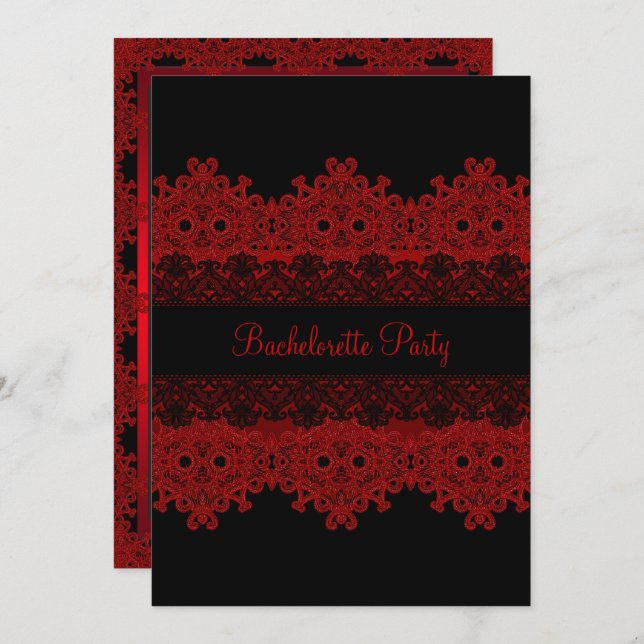 Red & Black Snöre Bachelorette Party Inbjudan (Fram/baksida)