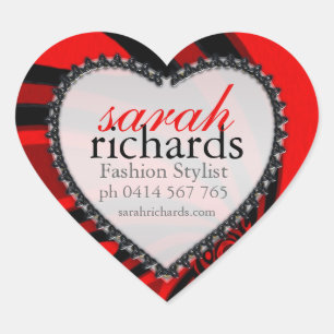 Red Black Snyggt Bold Heart Stickers Hjärtformat Klistermärke