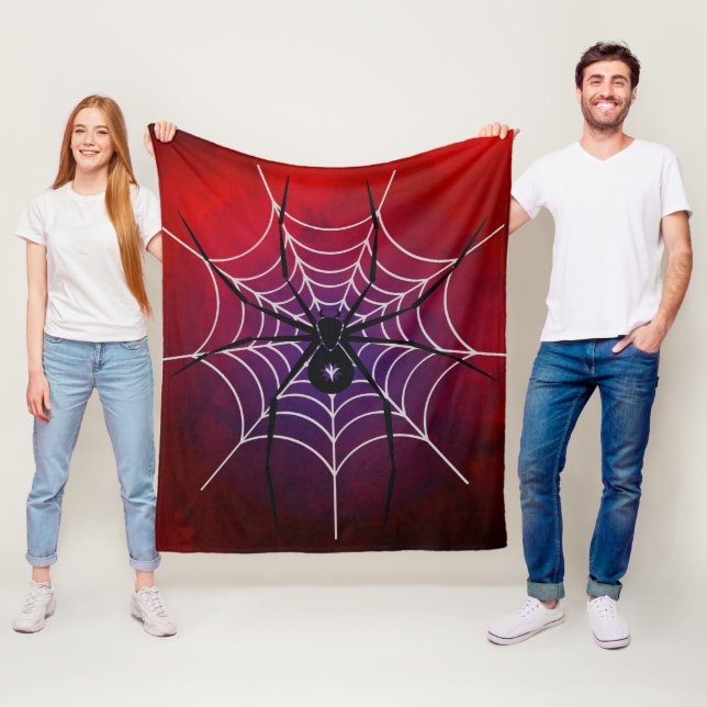 Red Black Spider Throw Blanket Fleecefilt (På plats)
