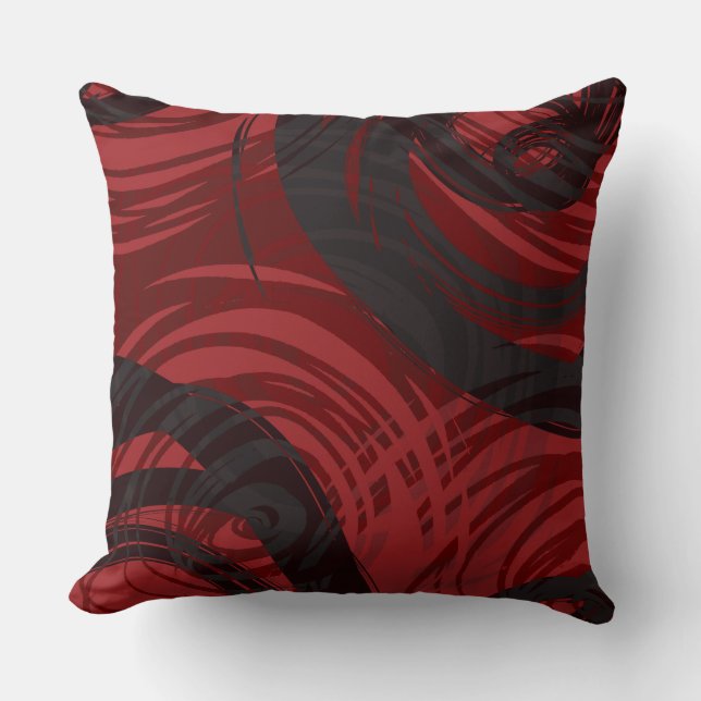 RED BLACK SPIRAL DESIGN Retro Dekorativ kudde (Framsida)