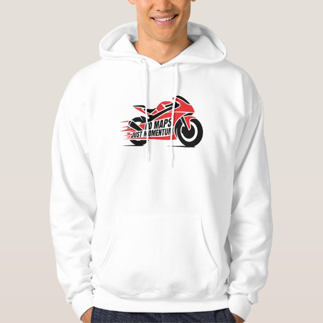 Red Black Sport Motorcycle  Hoodie (Framsida)