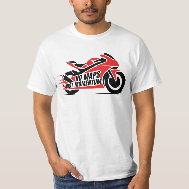 Red Black Sport Motorcycle  T Shirt (Framsida)