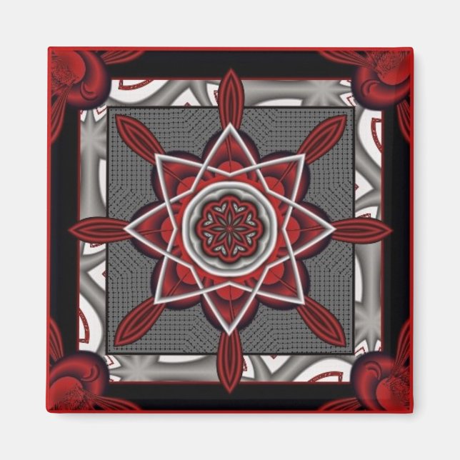 Red Black Star 3 Magnet (Framsidan)