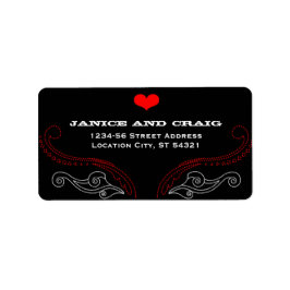 Red & Black Sten 'n' Roll Music Thmet Bröllop Adressetikett