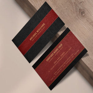 Red & Black Stitched Leather Struktur Business Ca Visitkort