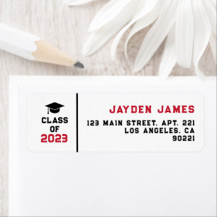 Red Black Studenten, klass 2023 Returadress Etikett