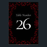 Red & Black Swirl Gothic Bröllop Bordsnummer<br><div class="desc">Vår vackra rödsvarta och swirl Gothic Bröllop-design är mörk,  men ändå underbar med vår konstnärliga rulla. De är designade i en mängd olika saker så att hela bröllop kan samordnas med samma stil!</div>
