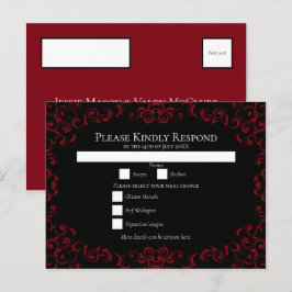 Red & Black Swirl Gothic Bröllop Helg Vykort