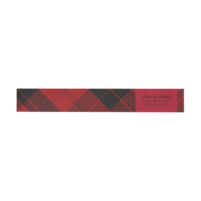 Red Black Tartan-julen Anpassningsbar Adress Etikettband (Individuell)