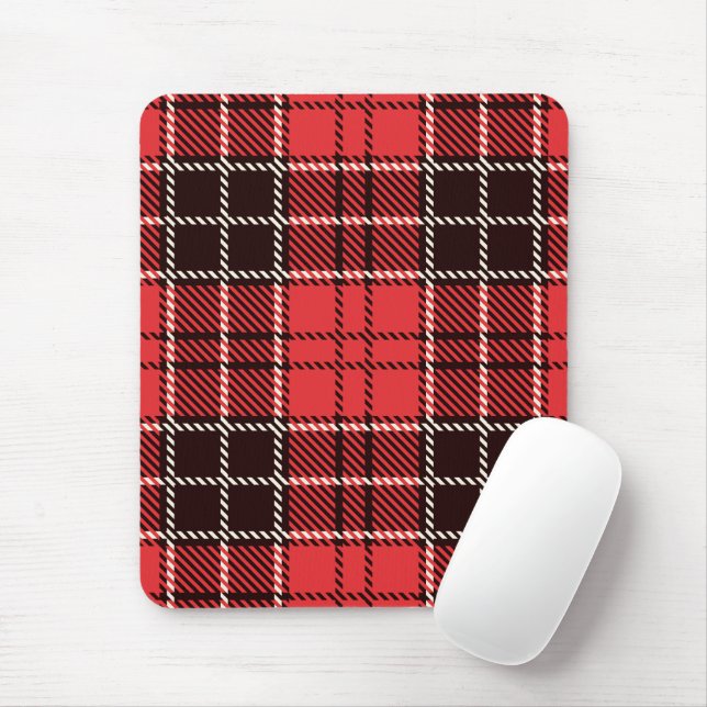 Red & Black Tartan Mouse Pad Musmatta (Med mus)