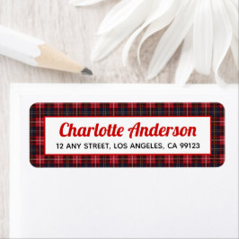 Red Black Tartan Play-Returetiketter Returadress Etikett