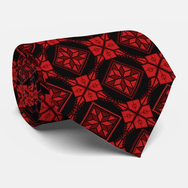 Red & Black Tatreez Henna Thobe Print Mönster Slips (Rullad)